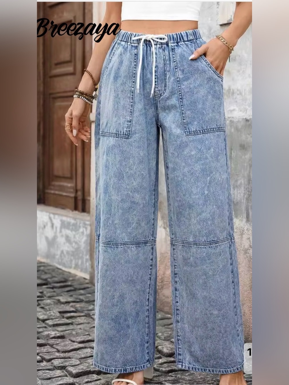 Light Wash Wide Leg Jeans from SHEIN - Casual High-Rise Denim Size M